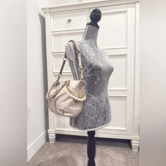 ✨🎀 Coach Madison Sophia Shimmery Champagne Gold Pleated Whipstitch Satchel Bag - Picture 12 of 17